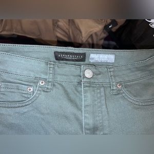 Olive green high rise stretch jeans